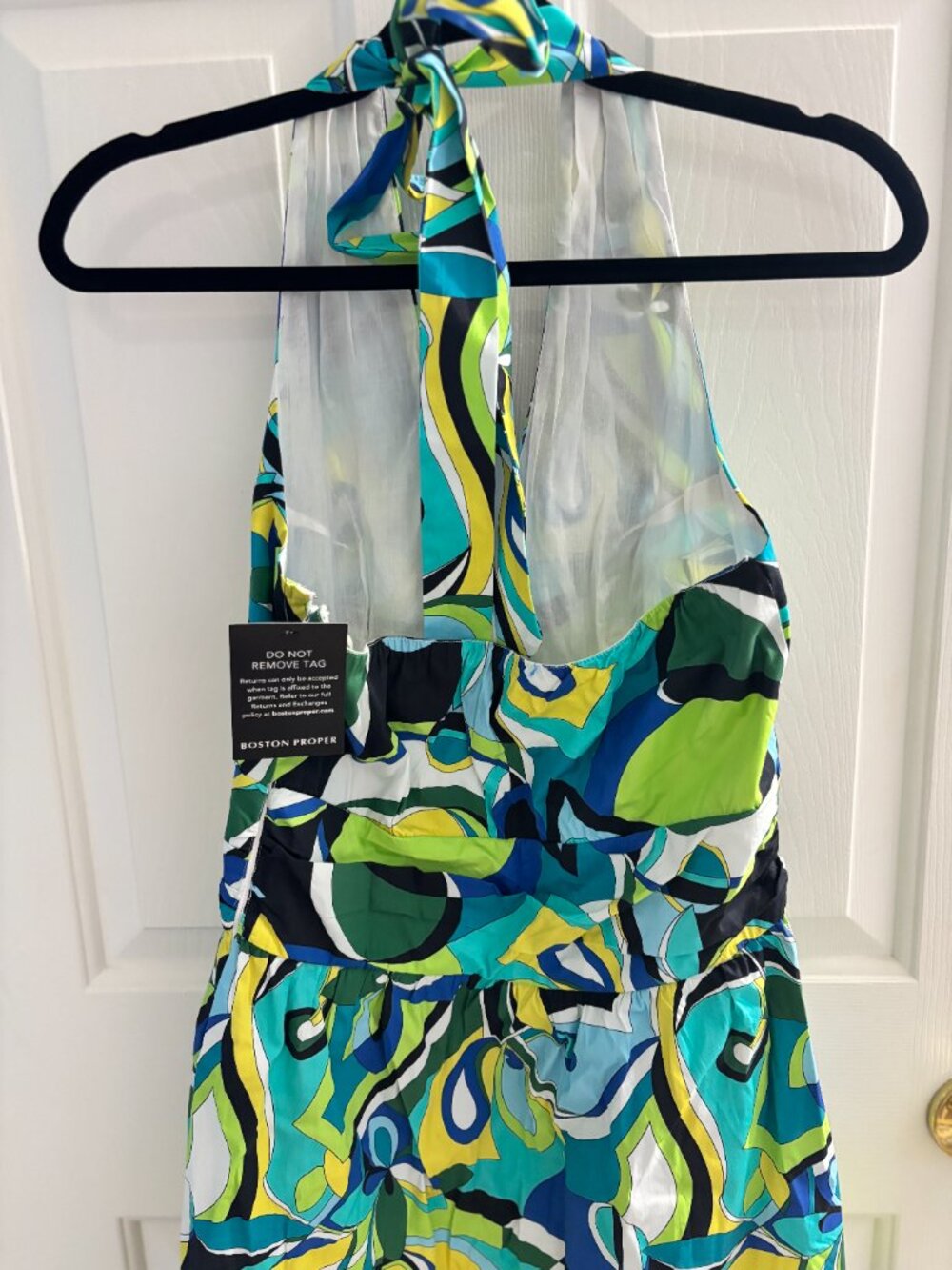 NWT Boston Proper Abstract Print Halter Fit and Flare Midi Dress - Picture 6 of 7